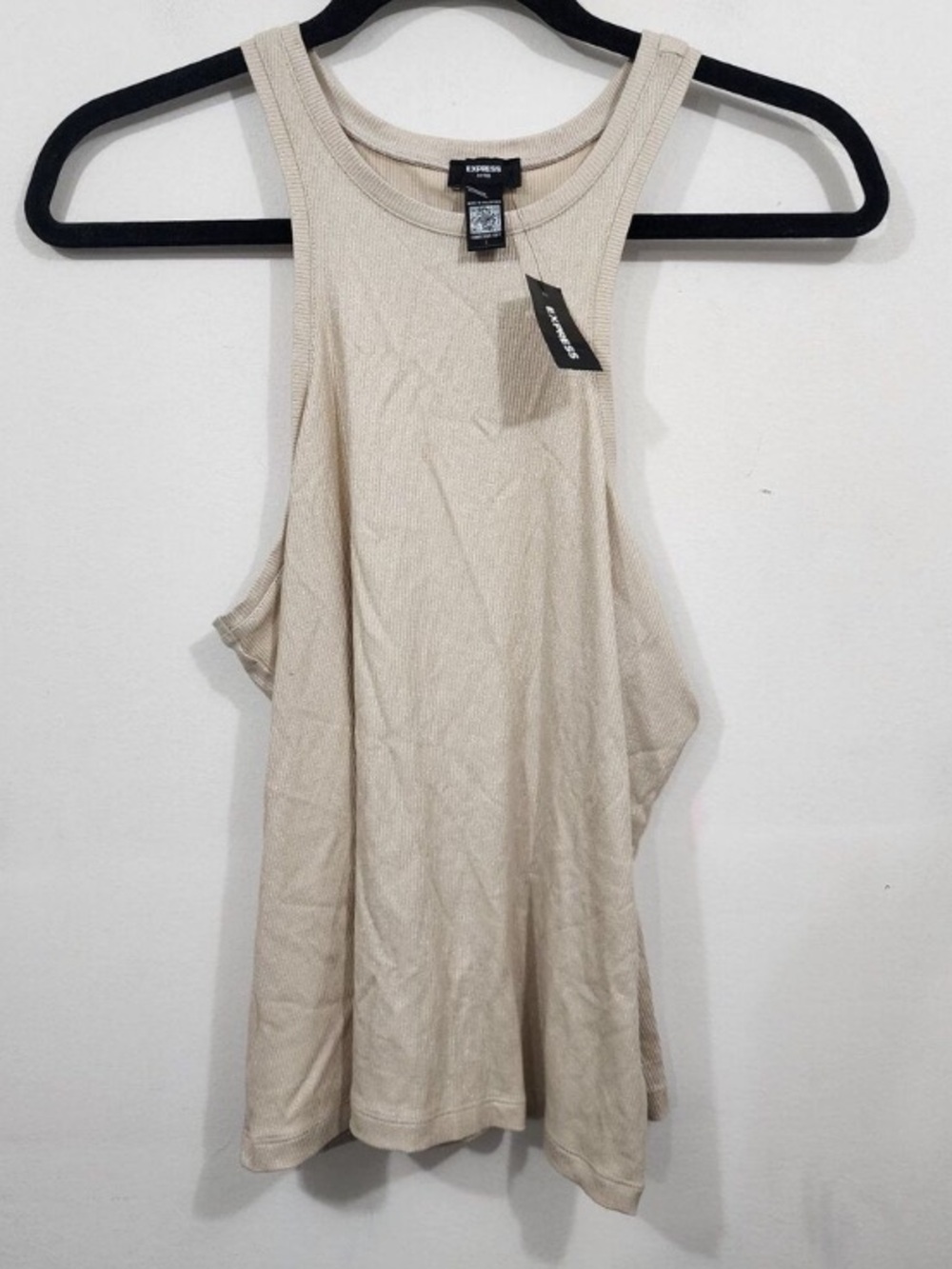 Express Beige Ribbed Racerback Tank Top